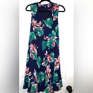 Tahari womens blue green belted dress size 8